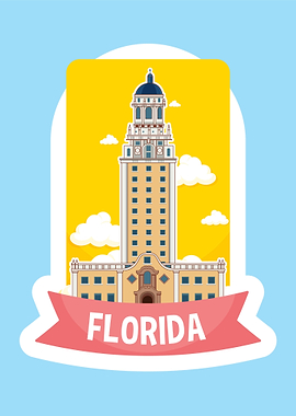 Florida Freedom Tower Cartoon Illustration