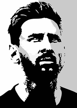 Lionel Messi Portrait Black and White