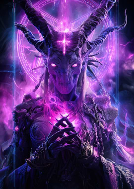 Purple Horned Demon with Magic Circle