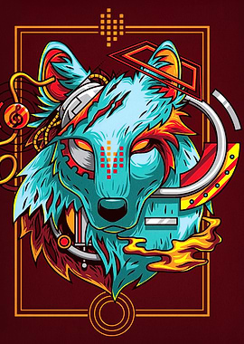 Cyberpunk Wolf Illustration