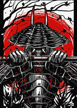 Samurai Warrior with Sword and Mask