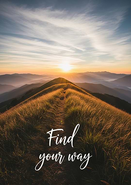 Mountain Path at Sunset: Find Your Way