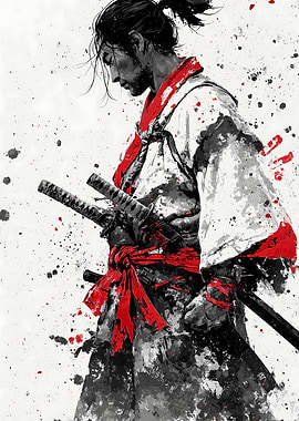 Samurai Warrior in Ink Style
