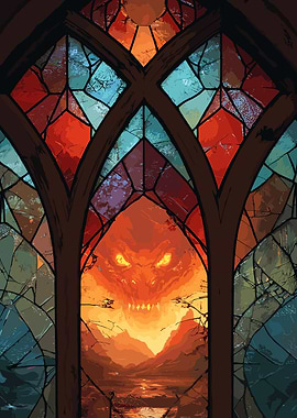 Stained Glass Demon Landscape