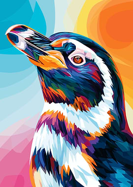 Colorful Penguin Portrait