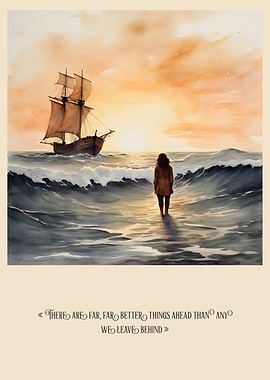 Not a goodbye - Lucy's journey - Narnia inspired watercolor poster