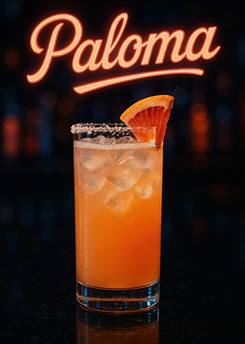 Neon Paloma: Grapefruit Tequila Soda in Salt-Rimmed Highball