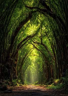 Lush Bamboo Forest Path