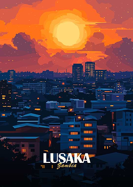 Lusaka Zambia Cityscape at Sunset