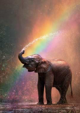 Baby Elephant Rainbow Shower