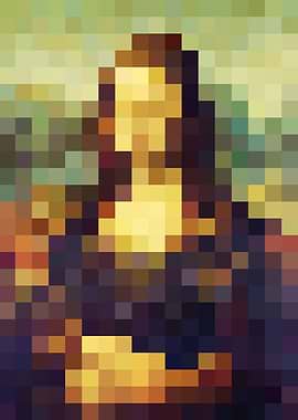 Pixelated Mona Lisa Portrait