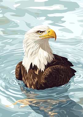 Bald Eagle Swimming
