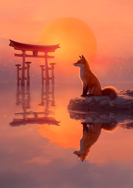 Fox at Torii Gate Japan