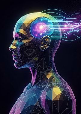 Abstract Humanoid with Galaxy Brain