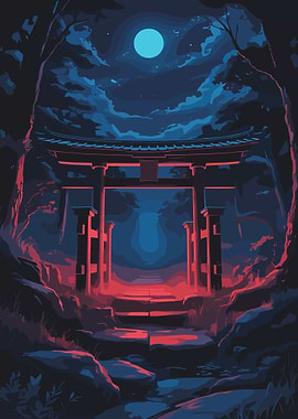 Torii Gate Night Fantasy