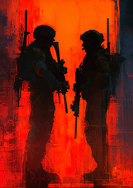 Two Soldiers in Red and Black
