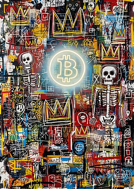 Bitcoin Basquiat Style Digital Art