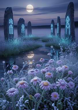 Mystical Stones and Lunar Reflection