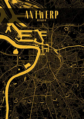 Golden Antwerp City Map