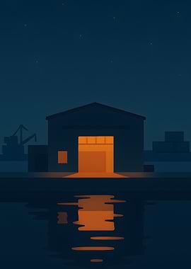 Night Warehouse by the Water