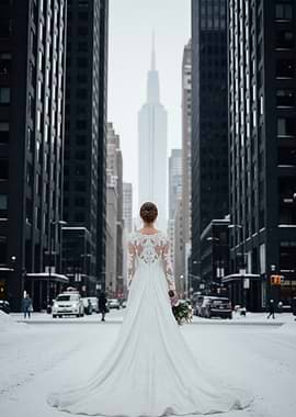 Bride in New York City Winter