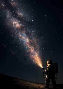 Astronaut Painting the Night Sky