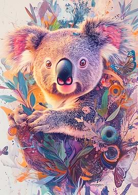 Blooming Koala Dream – High‑Detail Floral Portrait