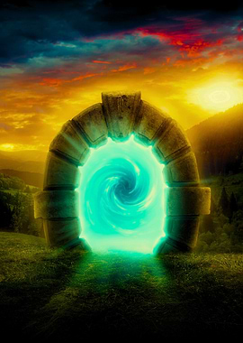 Mystical Stone Portal in Landscape