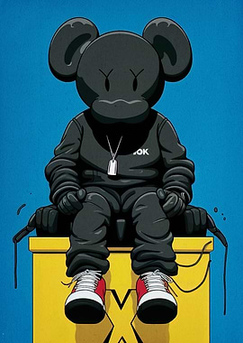 KAWS-inspired Figure on Yellow Box