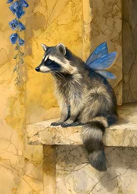 Fairy Raccoon on Marble Ledge