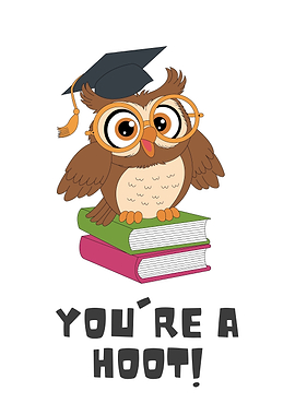 Cartoon Owl Graduation on Books