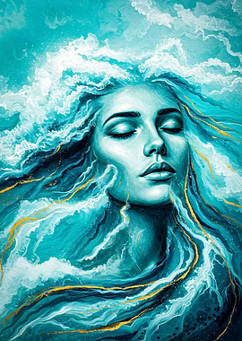 Woman in Water Abstract Art