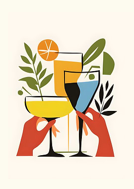 Colorful Cocktail Party Illustration