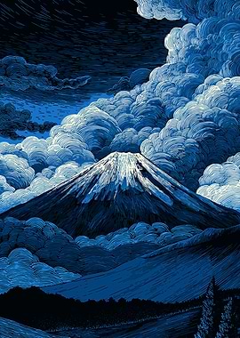Mount Fuji Engraving