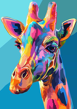 Colorful Giraffe Portrait
