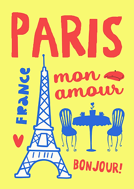 Paris France Travel Poster illustration