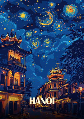Hanoi, Vietnam Nightscape Art