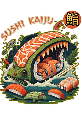 Sushi Kaiju Monster Illustration