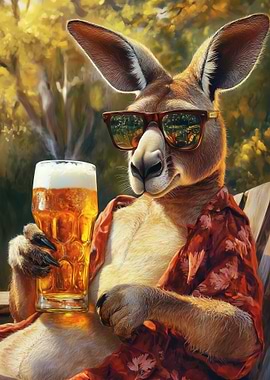 Cool Kangaroo with Beer