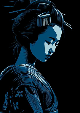 Blue Geisha Portrait