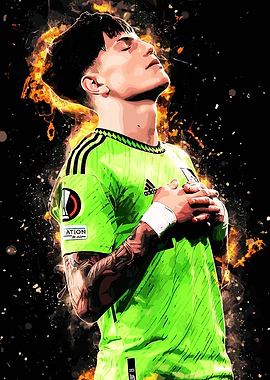 Garnacho in Green Jersey Art
