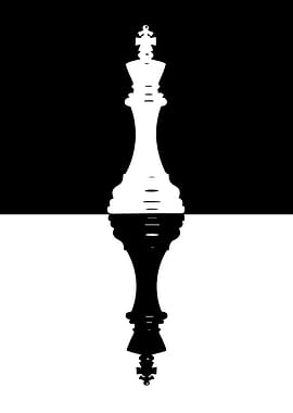 Chess King Reflection Black and White