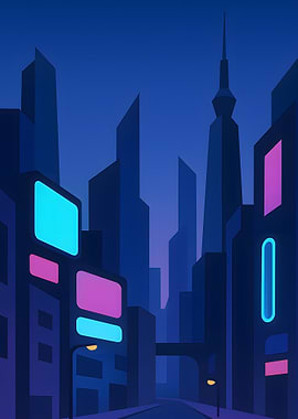 Neon Cityscape at Night
