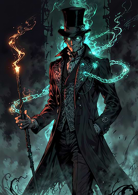 Mystical Gentleman with Staff and Magic