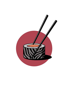 Japanese Sushi roll with chopsticks