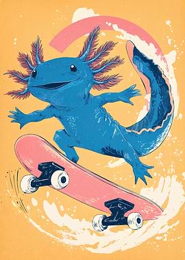 Axolotl on Skateboard