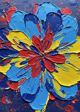 Abstract Floral Painting with Bold Colors