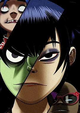 Gorillaz character collage portrait
