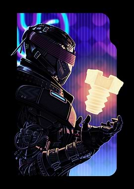 cyberpunk warrior with glowing bolt