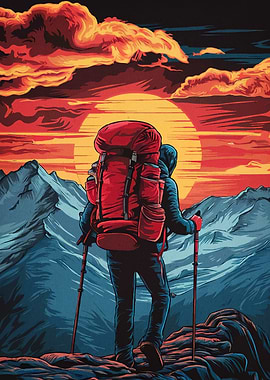 Hiker Backpack Sunset